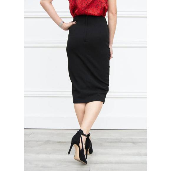 NEW BISHOP + YOUNG button front pencil skirt in black - Picture 3 of 3
